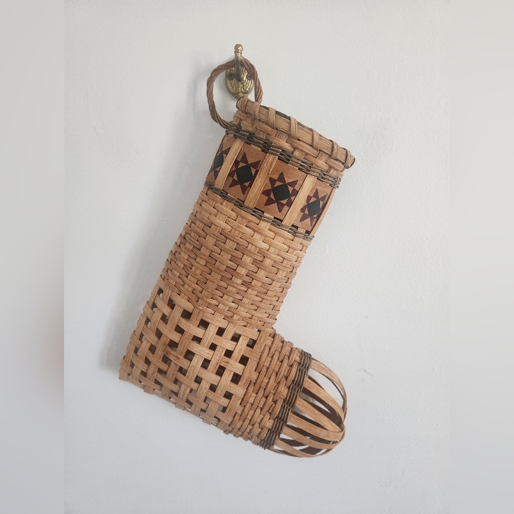Rare Vintage Christmas Basket Stocking Decor